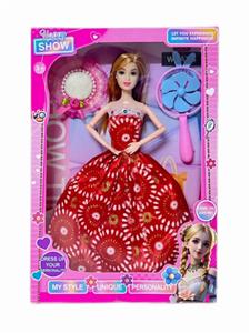 11.5寸实心芭比娃娃活动关节(精致礼帽+兔耳风扇）套装 - OBL10380958