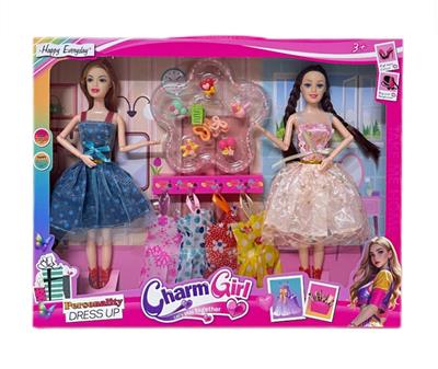 11.5寸实心芭比娃娃活动关节姐妹装(大脚）（鞋子+戒指发饰吸塑+4件衣服）套装 - OBL10380966