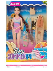 11寸实身九关节芭比娃娃夏日海边戏水芭比娃娃 划水艇 - OBL10381055