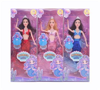 11.5寸9关节实身美人鱼时尚芭比 带贝壳包+皇冠+项链 3款混 - OBL10381242