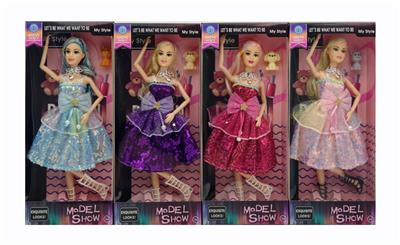 11寸实身11关节时尚亮片裙芭比+狗狗 4款混装 - OBL10381370