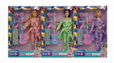 11寸实身9关节时尚芭比+乐器配件 3款混装 - OBL10381374