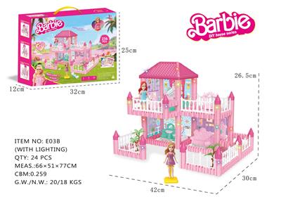 DIY益智拼装积木芭比娃娃别墅3间  236 PCS     （带灯） - OBL10381408