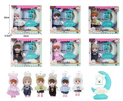 7寸全身搪胶3D眼时尚萌娃娃带配件 - OBL10381464