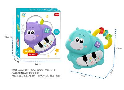 灯光音乐卡通河马电子琴  （带滚珠） （2粒AA不包电） - OBL10381514
