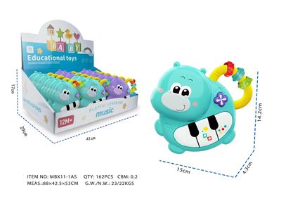 灯光音乐卡通河马电子琴  （带滚珠） （2色混装）（2AA不包电） - OBL10381515