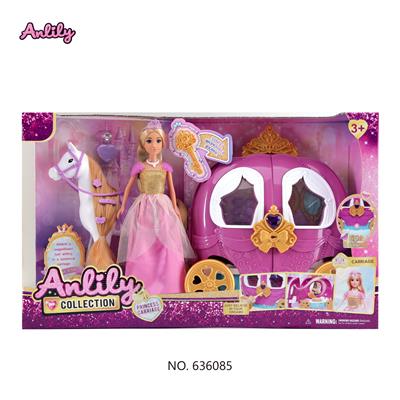 安丽莉11.5寸实身娃娃南瓜马车 灯光声音 2粒AA 不包电(棕肤色 brown skin) - OBL10382956