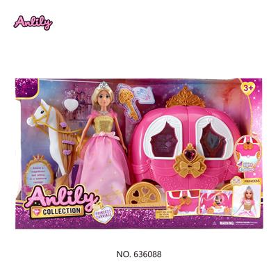 安丽莉11.5寸实身娃娃南瓜马车 灯光声音 2粒AA 不包电(棕肤色 brown skin) - OBL10382958