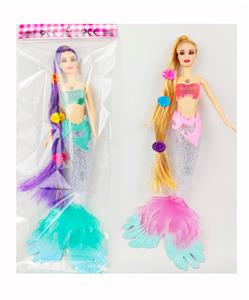 11寸实身灯光音乐长发芭比娃娃美人鱼 带3个LR44电池 - OBL10384269