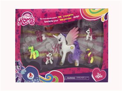 盒装6只钥匙扣塑料马宝丽加一只大塑料马宝丽带皇冠 - OBL10385078