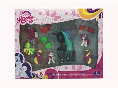 盒装6只塑料马宝丽加一只大塑料马宝丽带皇冠带马蹄带马靴 - OBL10385080