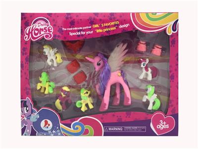 盒装6只塑料马宝丽加一只大塑料马宝丽带皇冠带马蹄带马靴 - OBL10385081