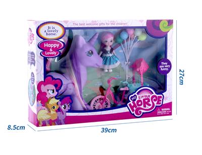 新款礼盒装搪胶角马带3.5寸娃娃、气球、三轮车配件 - OBL10385102