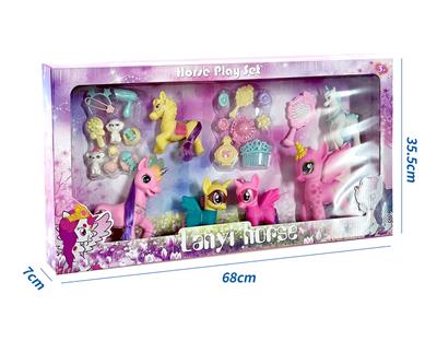 新款礼盒装搪胶灯光音乐小马带吹风机发夹吸塑配件 - OBL10385119