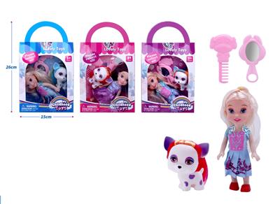 新款6寸冰雪美少女带宠物狗、梳子、镜子配件 - OBL10385168