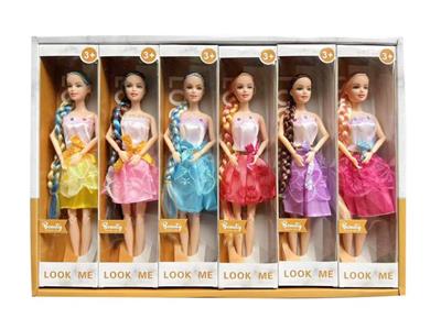 11关节实身芭比娃娃 11寸芭比时尚芭比套装芭比公主娃娃长发芭比 1展示盒6小盒 - OBL10387924