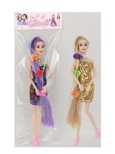 11寸实身11关节DIY珠片芭比娃娃 七彩金丝长发 配3发夹 - OBL10388719