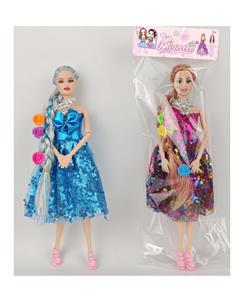 11寸实身11关节金丝长辫芭比娃娃 配3发夹 - OBL10388723