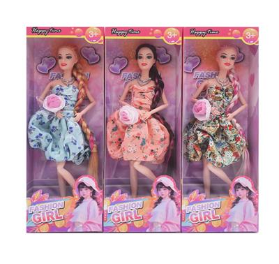 11.5寸十一关节实身长辫时尚芭比 带项链+手棒花 3款混 - OBL10389643