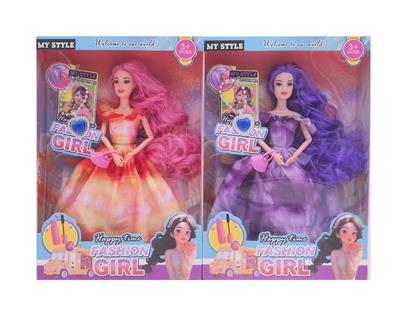 11.5寸9关节实身长发时尚芭比 带项链+手提包 2款混 - OBL10389651