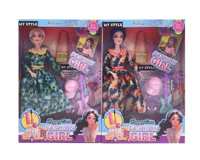 11.5寸9关节实身时尚芭比 带单肩包+吉他吸塑 2款混 - OBL10389652