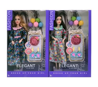 11.5寸9关节实身时尚芭比 带草莓汽球+帽子+耳环 2款混 - OBL10389665