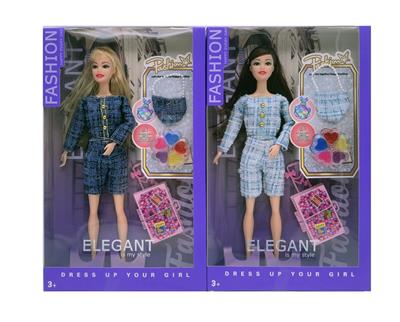 11.5寸9关节实身时尚芭比 带手提包+化妆盒+旅行箱 2款混 - OBL10389667