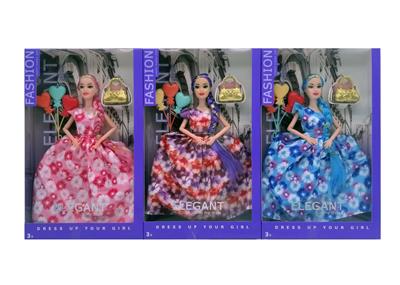 11.5寸9关节实身金丝长辫时尚芭比 带汽球+包包 3款混 - OBL10389669