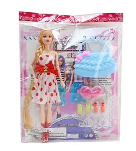 11.5寸30厘米9关节实身彩印眼长鞭芭比娃娃+包包+配件时尚芭比公主娃娃 - OBL10392170