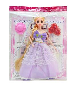 11.5寸30厘米9关节实身3D真眼长鞭芭比娃娃+帽子+发饰时尚芭比公主娃娃 - OBL10392171
