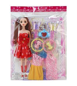11.5寸30厘米5关节实身3D真眼芭比娃娃+衣服+配件 公主换装芭比娃娃套装 - OBL10392174