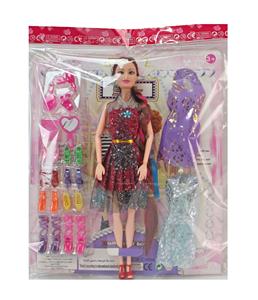 11寸30厘米11关节实身彩印眼长鞭芭比娃娃＋鞋梯+衣服 公主换装芭比娃娃套装 - OBL10392179