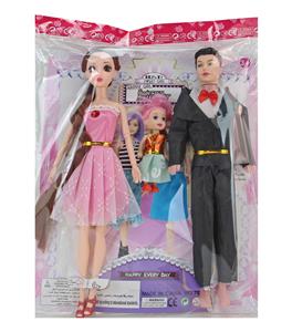 11.5寸30厘米9关节实身3D真眼时尚芭比娃娃+11.5寸空身男芭比+3寸娃娃 - OBL10392184