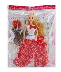 11.5寸30厘米9关节实身3D真眼时尚芭比娃娃+魔法杖+假发头饰（衣服多款多色混装） 公主换装芭比娃娃套装 - OBL10392192