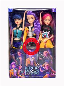 K-POP 猎魔女团真人版11.5寸12关节实身带七彩灯光主题曲Rumi鲁米打歌芭比3人混装，金貂卡片一张 - OBL10392769