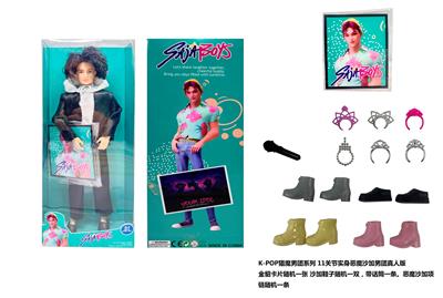 1比1 K-POP 猎魔男团真人版  11.5寸11关节实身 ABBy 艾比 带金貂卡片一张 带项链  带话筒 - OBL10392781