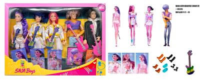 1比1 K-POP 猎魔男团真人版  11.5寸11关节实身猎魔男团VS猎魔女团 5人混装带 吉他带卡片一张 - OBL10393076