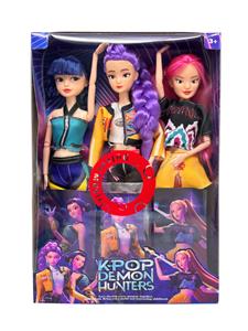 K-POP 猎魔女团真人版11.5寸12关节实身带七彩灯光主题曲Rumi鲁米打歌芭比3人混装，金貂卡片一张 - OBL10393148