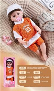 【英文】22寸55厘米5关节搪胶身体3D真眼仿真娃娃重生娃娃带奶嘴+奶瓶 - OBL10393314