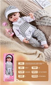 【英文】22寸55厘米5关节搪胶身体3D真眼仿真娃娃重生娃娃带奶嘴+奶瓶 - OBL10393317