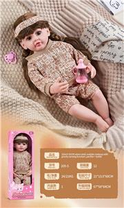 【英文】22寸55厘米5关节搪胶身体3D真眼仿真娃娃重生娃娃带奶嘴+奶瓶 - OBL10393318