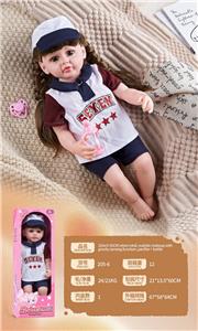 【英文】22寸55厘米5关节搪胶身体3D真眼仿真娃娃重生娃娃带奶嘴+奶瓶 - OBL10393319