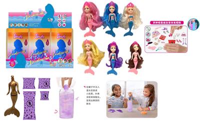 第7代5寸实身黄金变色美人鱼凯莉主题。带皇冠发夹。梳子，镜子 3款6PC混装 - OBL10393530