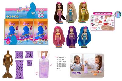 第8代7寸实身黄金变色美人鱼凯莉主题。带皇冠发夹。梳子，镜子 3款6PC混装 - OBL10393536