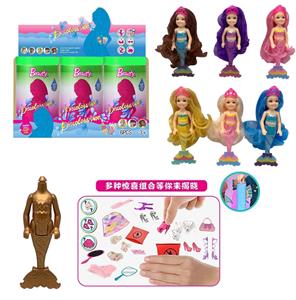 第8代7寸实身黄金变色美人鱼凯莉主题。带皇冠发夹。梳子，镜子 3款6PC混装 - OBL10393539