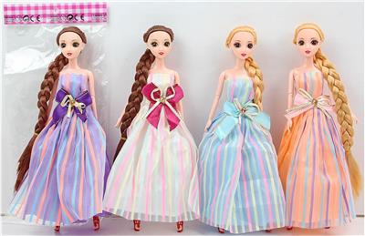 12寸30厘米9关节 实身空腿3D眼长辫礼服芭比娃娃 多款混装 - OBL10395406
