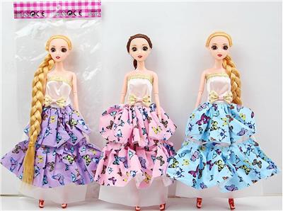 12寸30厘米9关节 实身空腿3D眼长辫礼服芭比娃娃 多款混装 - OBL10395408