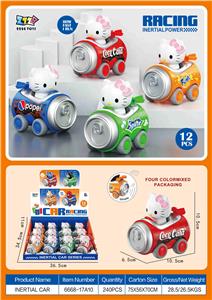 惯性易拉罐车，带口哨（KT猫12只装/盒） - OBL10395573