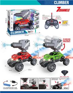 27MHz1:16七通带喷雾灯光、射水、自动演示功能遥控攀爬车（包电）红、绿2色混装 - OBL10399018