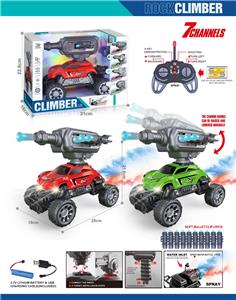 27MHz1:16七通带喷雾灯光、射软弹、自动演示功能遥控攀爬车（包电）红、绿2色混装 - OBL10399019